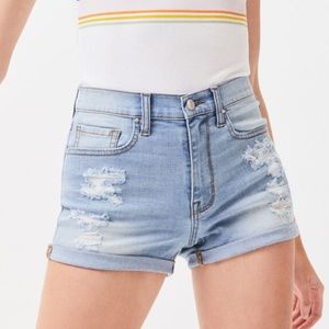 PacSun Power Blue Denim Shortie Shorts